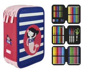 Opakowanie Piórnik Milan 3-poziomowy z wyposażeniem Anchor Club różowy