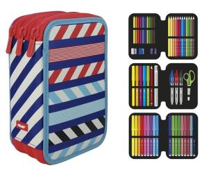 Opakowanie Piórnik Milan 3-poziomowy z wyposażeniem Anchor Club wzorki niebieski