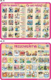 Okładka książki Podkładka edukacyjna  Jaki to zawód?, co oni robią, przeciwi