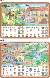 Okładka książki Podkładka edukacyjna  Poszukaj na obrazku - rodzina w ogrodz