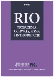 Okładka książki RIO Orzeczenia, uchwały, pisma i interpretacje 1/2016
