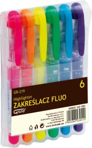 Opakowanie Zakreślacz fluo GR-219. Komplet 6 kolorów.