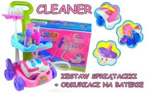 Opakowanie Duży zestaw sprzątaczki na baterie wózek+akcesoria