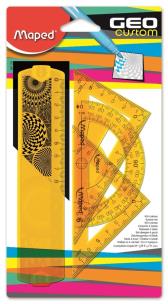 Opakowanie Geocustom mini linijka 15cm 2 ekierki kątomierz