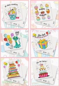 Opakowanie Karnety - Urodziny 15x15 MIX pakiet (12szt)