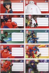 Opakowanie Naklejki szkolne na zeszyty Big Hero 6 10 sztuk