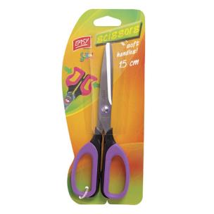 Opakowanie Nożyczki szkolne z miękkimi rączkami fioletowe 15cm