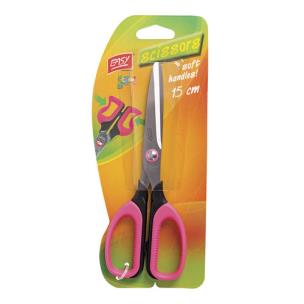 Opakowanie Nożyczki szkolne z miękkimi rączkami różowe 15cm