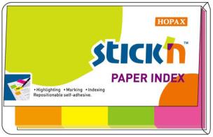 Opakowanie Zakładki indeksujące papierowe 50x20mm, 4 kolory neon.