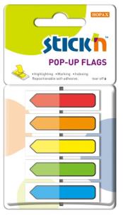 Opakowanie Zakładki indeksujące w podajniku, 45x12mm, z nadrukiem strzałka