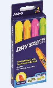 Opakowanie Zakreślacz w sztyfcie 4 kolory AMOS