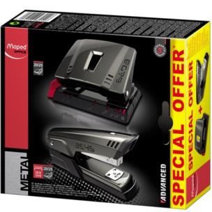 Opakowanie Zszywacz + dziurkacz 25k advanced metal grafitowy