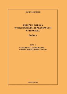 Okładka książki Książka polska w ogłoszeniach prasowych XVIII wieku