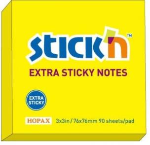 Opakowanie Notes samoprzypelny extra sticky 76x76mm żółty neon 90 kartek 12 sztuk