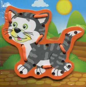 Opakowanie Układanka drewniana przeplatanka Kotek