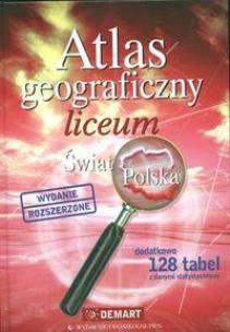Okładka książki Atlas Geog. LO Świat+Polska twarda DEMART/PWN