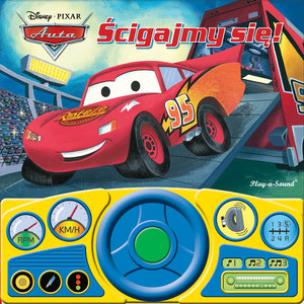 Okładka książki Disney Pixar auta ścigamy się książeczka dźwiękowa