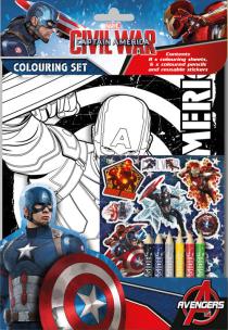 Opakowanie Kapitan Ameryka kolorowanka naklejki kredki