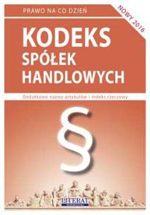 Okładka książki Kodeks spółek handlowych w.2016 LITERAT