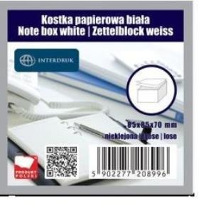 Opakowanie Kostka papierowa biała 85x85x70 mm nieklejona