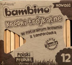 Opakowanie Kredki Bambono trójkątne w naturalnym drewnie z temperówką 12 sztuk