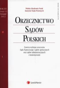 Opakowanie Orzecznictwo Sądów Polskich 11/2012