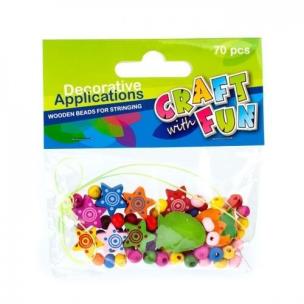 Opakowanie Ozdoba dek drewniane koraliki trusk/gwiazdki 70szt