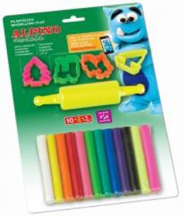 Opakowanie Plastelina 12 kolorów + foremki + wałeczek ALPINO