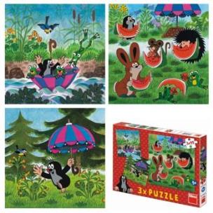 Opakowanie Puzzle 3x55 Krecik i parasol DINO