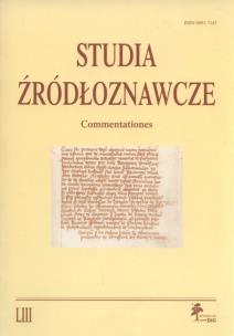Opakowanie Studia źródłoznawcze Tom 53