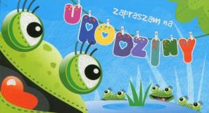 Opakowanie Zaproszenia urodzinowe Żaba 5 sztuk