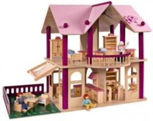 Okładka książki Drewniana Willa z meblami i figurkami