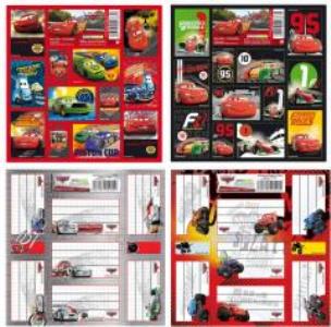 Opakowanie Nalepki na zeszyty Cars Mix (25szt) DERFORM