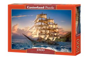 Puzzle 1500 Zachód słońca na żaglach CASTOR. Wydawca: Castorland. Multiszop.pl Opakowanie Puzzle 1500 Zachód słońca na żaglach CASTOR