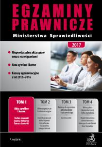 Okładka książki Egzaminy Prawnicze Ministerstwa Sprawiedliwości 2017 Tom 1 Akta cywilne i karne