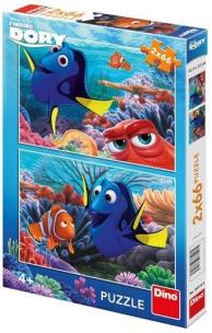 Okładka książki Puzzle 2x66 Dory między koralowcami DINO