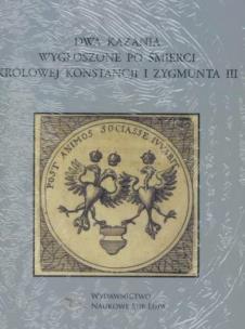 Okładka książki Dwa kazania wygłoszone po śmierci królowej...