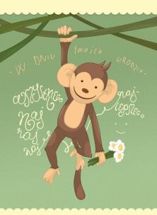 Opakowanie Karnet urodziny Małpka 12x16,5 cm
