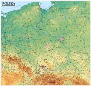 Opakowanie Polska. Mapa Ogólnogeograficzna mapa ścienna oprawiona w listwy