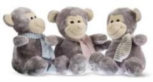 Opakowanie Zwierzaki Figlaki - Małpka w szaliku 24 cm, 3 kol.