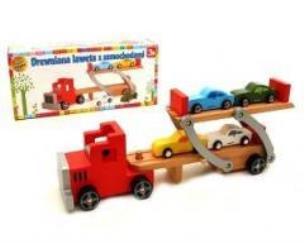 Opakowanie Drewniana laweta z samochodami