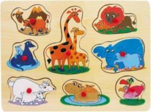 Opakowanie Drewniana układanka z pinezkami Dzikie zwierzęta