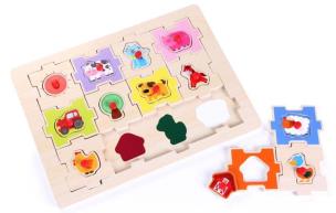 Opakowanie Drewniana układanka z pinezkami Farma