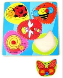 Opakowanie Drewniana układanka z pinezkami mała Owady