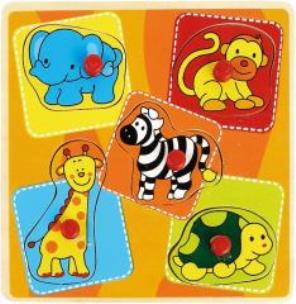 Opakowanie Drewniana układanka z pinezkami mała Zoo