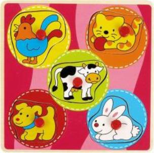 Opakowanie Drewniana układanka z pinezkami mała Zwierzęta