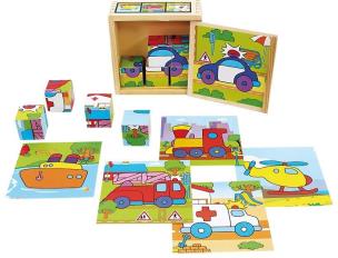 Opakowanie Drewniane klocki Pojazdy