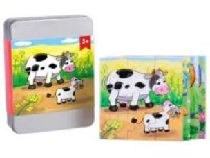 Opakowanie Drewniane puzzle w pudełku Zwierzęta