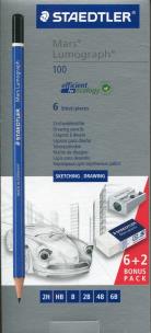 Okładka książki Ołówek Lumograph 6 sztuk 2H,HB,B,2B,4B,6B + gumka