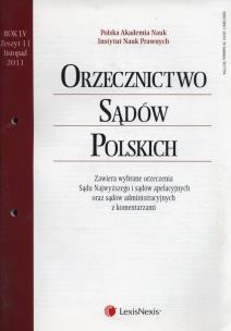 Opakowanie Orzecznictwo Sądów Polskich 11/2011